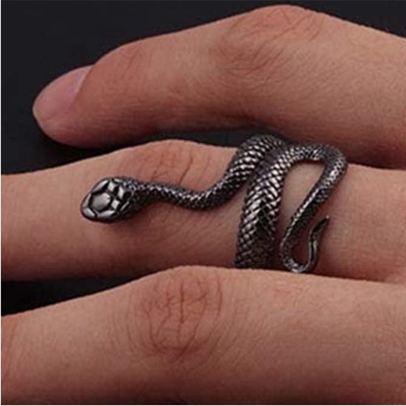 Open Style Adjustable Snake Ring, Gunmetal Silver Tone - Picture 8 of 11